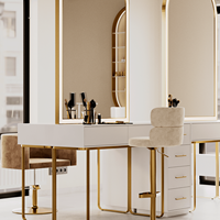 Ensemble de mobilier de salon de manucure sur mesure tout-en-un avec tables, vitrines et postes de travail, stations de salon haut de gamme, design d'intérieur