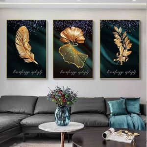 Murales de Pared con Diseño de Hojas HD Personalizados <span class=keywords><strong>para</strong></span> Salas de Estar, <span class=keywords><strong>Cuadros</strong></span> Decorativos Modernos de Lujo con Cristales Dorados <span class=keywords><strong>para</strong></span> Comedores de Alta Gama - Product Image 1