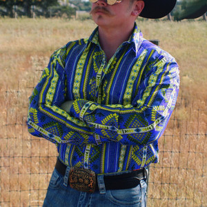 Benutzer definierte Western Vintage Aztec Print Button Daunen hemden Tops Bluse Kleidung Langarm Cowboy Shirt für Männer - Product Image 3