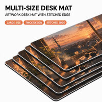 Tapis de bureau Lofi Anime, motif chat aux fenêtres au coucher du soleil, grand tapis de souris antidérapant avec bord cousu et base en caoutchouc pour la maison, le bureau et le gaming