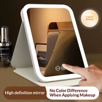 Miroir de Maquillage LED 1x Portable Pliable avec Lampe, Logo/Design Personnalisé, Éclairage de Bureau pour Dortoir et Bureau
