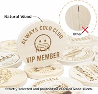 Jetons en bois personnalisés SLT, jetons de boisson gravés au laser, impression couleur UV, jetons de poker en bois sur mesure pour bar, fête