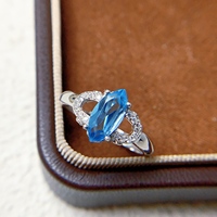 New Design Custom Marquise Natural Topaz 925 Silver Ring Replaceable Gemstone Factory Wholesale Women Fine Jewelry
