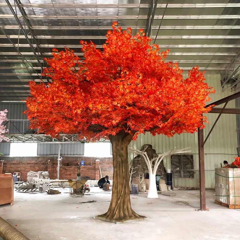 जापानी शैली प्लास्टिक शीसे रेशा 120cm कृत्रिम मेपल के पेड़ पौधों छोड़ पेड़