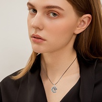 925 argent Sterling 18 + 2 pouces chaîne en cuir coquille d'ormeau noeud celtique lune et Dragon pendentif collier pour hommes
