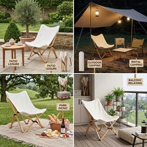 <span class=keywords><strong>Chaise</strong></span> pliante de loisirs à cadre noir avec <span class=keywords><strong>toile</strong></span> en coton pour le camping en plein air, la terrasse et la détente dans la cour - Product Image 5