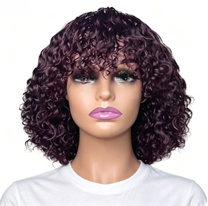 <span class=keywords><strong>Parrucca</strong></span> Corta Riccioluta 100% <span class=keywords><strong>Capelli</strong></span> Umani <span class=keywords><strong>Veri</strong></span> <span class=keywords><strong>con</strong></span> <span class=keywords><strong>Frangia</strong></span> Effetto Onda d'Acqua, Base Trasparente Senza Colla - Product Image 5