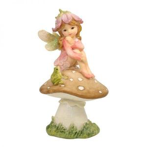 Graziose <span class=keywords><strong>fate</strong></span> da giardino fiorito seduto sui funghi collezione di <span class=keywords><strong>fiori</strong></span> in resina - Product Image 6