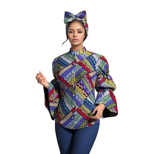 Afrikanische Dashiki-Bluse für Damen in Übergröße, Frühling/Sommer, Ankara-Druck, Langarm, Slim Fit, Baumwolle, Stickerei, Umweltfreundlich - Product Image 6