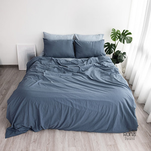 Washed Linen-Like Bedding Set 4 Pieces 2 Pillow cover Duvet Cover <b>Fitted</b> Bed <b>Sheet</b> Soft Premium 100% Cotton Washed King <b>Queen</b> - Product Image 1