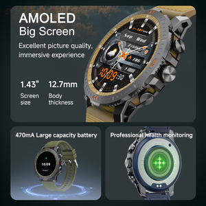 <span class=keywords><strong>QSF</strong></span> hommes 1.43 ''écran HD AMOLED IP68 étanche montre intelligente podomètre calories santé activité Tracker mode sport montres intelligentes - Product Image 3