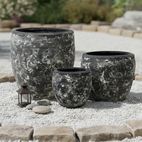 Vente en gros d'usine : Pots de fleurs rustiques vintage en fibro-ciment, durables et légers, avec trou de drainage pour la maison et le jardin