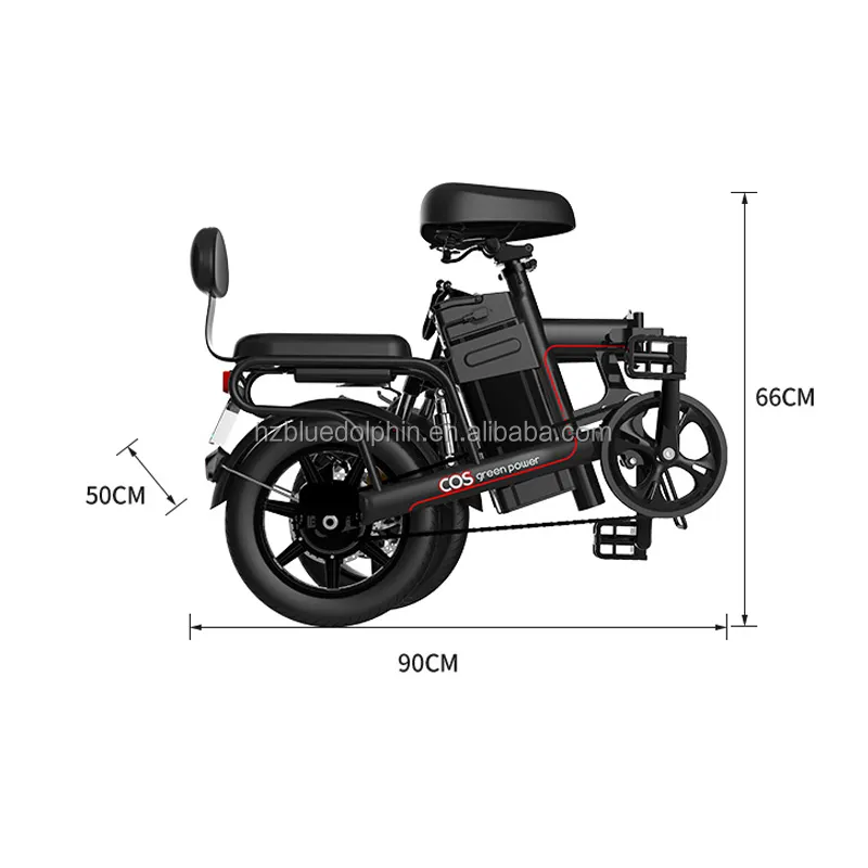 Electric Bike Foldable 14inch Green Scooter 350W Electric Motorbike Family Use Electric Bike