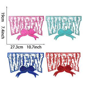 Fashionable <strong>WIFEY</strong> Chenille Patch with Bow Design DIY Decoration for Clothing T-shirts Jackets and <strong>Hoodies</strong> - Product Image 2