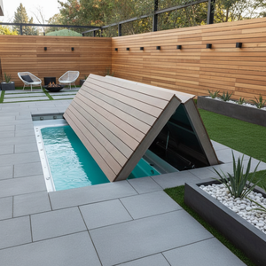 Couverture de <span class=keywords><strong>piscine</strong></span> extérieure automatique en acier inoxydable avec 2, 4 ou 6 plis, nettoyage personnalisable - Product Image 3