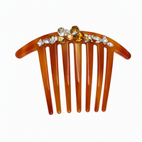 Peigne latéral de luxe en strass [Eco-Acétate] ; Barrette à cheveux fleurie en cristal étincelant ; Accessoires de coiffure élégants de style français
