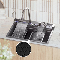 Prix de gros Liangshun W-7545B Évier de cuisine simple encastrable en acier inoxydable 304, multifonction intelligent à cascade, fait main