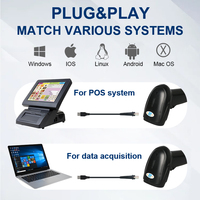 Escáner de código de barras de mano USB inalámbrico DS5100CG 1D 2D, pistola de código CCD Android para uso móvil, escaneo de supermercado disponible