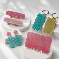 Feuille acrylique pailletée, panneau décoratif de couleur douce pour la fabrication de bijoux, accessoires pour cheveux et plateaux