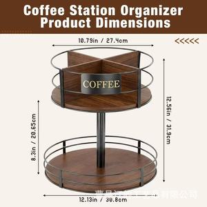 Wooden desktop <b>rotating</b> <b>storage</b> <b>rack</b>, double-layer condiment bottle organizer, multi-compartment tea bag <b>storage</b> <b>rack</b>, - Product Image 4