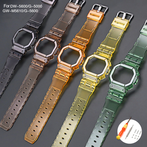 Étui de protection pour montre Lionorm, bracelet pour <span class=keywords><strong>Casio</strong></span> <span class=keywords><strong>G</strong></span> <span class=keywords><strong>Shock</strong></span> <span class=keywords><strong>DW</strong></span>-<span class=keywords><strong>5600</strong></span> <span class=keywords><strong>DW</strong></span>-5000 GW-M5610, bracelet de montre en caoutchouc transparent TPU - Product Image 1