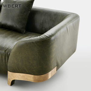 WBERT 2025 <span class=keywords><strong>Muebles</strong></span> para el hogar Sofá <span class=keywords><strong>de</strong></span> sala <span class=keywords><strong>de</strong></span> estar <span class=keywords><strong>de</strong></span> cuero verde oscuro <span class=keywords><strong>de</strong></span> lujo moderno con diseño <span class=keywords><strong>de</strong></span> pies <span class=keywords><strong>de</strong></span> metal curvo-<span class=keywords><strong>Muebles</strong></span> Para Hogar - Product Image 4