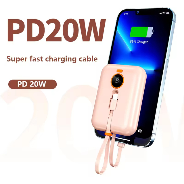 Super fast Charger 20000 mah large capacity mobile power with cable mobile phone universal portable power set
