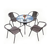 Ensemble de table et chaises de jardin modernes portables pour l'extérieur, hôtel/cour, poker, banquet, restauration, barbecue, pique-nique, chaise en fer marron
