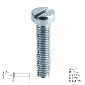 Vite cilindrica in metallo zincato con scanalatura M10x50 mm. DIN84 - Product Image 1