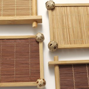 Bamboo <b>Teacup</b> Holders Grid Pattern Heat Insulating Mats Tea Ceremony Accessories Jewelry Display Props - Product Image 3