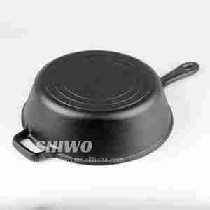 Poêle à pain 2 en 1 en fonte pré-assaisonnée avec couvercle et long manche - Product Image 4