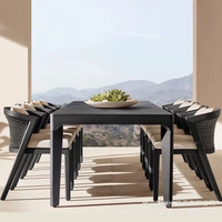 Ensemble de jardin en teck de style nordique pour l'extérieur, table et chaises, protection solaire, bois massif, modèle TMY947