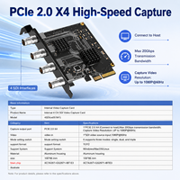 Tarjeta de Captura de Video SDI Interna PCIe de 4 Canales, 1080P*60Hz, Formato YUY2, Ancho de Banda de 20Gbps para Uso Industrial en Windows, Mac y Linux