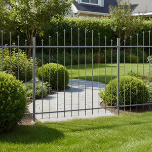 Clôture de jardin en acier 66,93 x 64,96 pouces, plaquée poudre grise, plaque décorative - Product Image 2