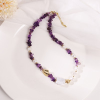 Ensemble de bijoux ethniques bohèmes, collier et bracelet en acier inoxydable de qualité supérieure avec perles baroques carrées, design perlé, texture métallique pour femmes