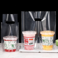 Sacs d'Emballage Personnalisés Jetables pour Porte-Gobelets Simples ou Doubles de Bubble Tea et Café, Sacs en Plastique à Emporter avec Logo