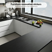 Autocollant mural décoratif en PVC noir imitation bois, imperméable, résistant à l'humidité et à la chaleur, pour appartement ; Épaissi