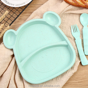 ชุดชามรูปทรงหมีลายการ์ตูนของ<span class=keywords><strong>เด็ก</strong></span>ทำจากเส้นใยฟางข้าวสาลีเพื่อสุขภาพและทนทาน - Product Image 4