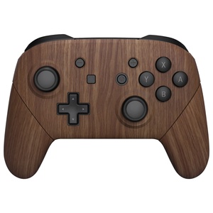 EXtremeRate Coque complète de remplacement DIY avec faceplate, plaque arrière et poignées effet bois pour manette Switch Pro - Product Image 4