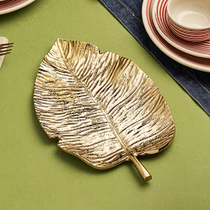 Leaf-Shaped metal <b>Decorative</b> <b>Plate</b> Handmade Contemporary Plant Pattern Design for Party Tableware - Product Image 1