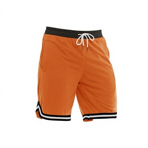 <b>Men's</b> <b>Orange</b> Color Blocked Athletic <b>Shorts</b> Drawstring Waist Quick Dry Knitted Sporty Bermuda <b>Shorts</b> - Product Image 2