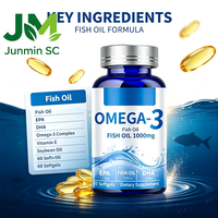 Capsules de gelée molle d'huile de poisson pour adultes, marque privée, suppléments d'Oméga-3 EPA et DHA pour une meilleure densité osseuse, 60 gélules par flacon