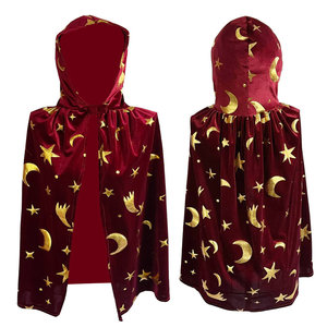 Halloween Performance Costume Children's Day Red Magician Cloak with Star and Moon Cape for Reenactment Attire - Product Image 3