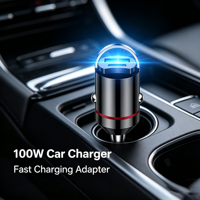 Chargeur de voiture mini en métal Astree 100W, charge rapide PD QC3.0, USB-C 12-24V, design à anneau de traction, garantie 3 ans, allume-cigare de voiture