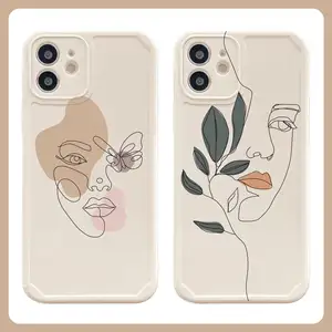 For iPhone 11 12 13 Pro Max Case Cover for Women Graffiti Art Flower Phone Case for iPhone 15 14 Case Art Printing Flower