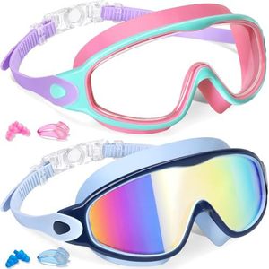 Lunettes de <span class=keywords><strong>natation</strong></span> pour enfants à succès, monture large, verres PC électroplaqués, étanches, anti-buée, vision large, avec bouchons d'oreilles - Product Image 5