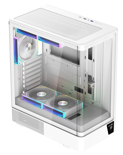 PC Case with Fans Temperature Display 270 Panoramic Fish Tank 240mm Water Cooling 360mm GPU ATX Gaming Computer Case Tower