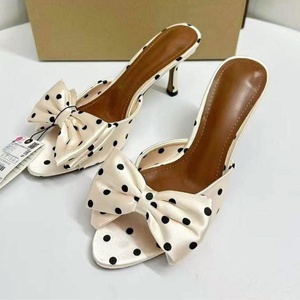 Sandalias de Tacón Alto Elegantes y Sensuales para Mujer, Antideslizantes, con Lazo de Satén, Diseño de Puntos, de Piel Auténtica - Product Image 6