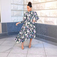 Nouvelle robe plissée à volants de haute qualité, motif tendance, style décontracté pour femmes, polyester, élastique, robe plissée ample