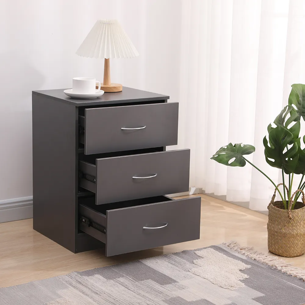 Современная мебель, серый деревянный шкаф для хранения, промышленный шкаф с 3 выдвижными ящиками